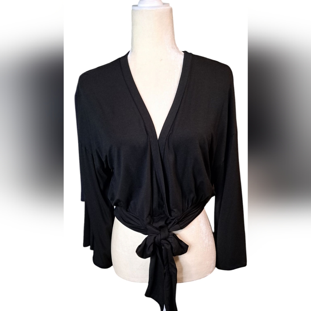 Black KIMONA Tie Top